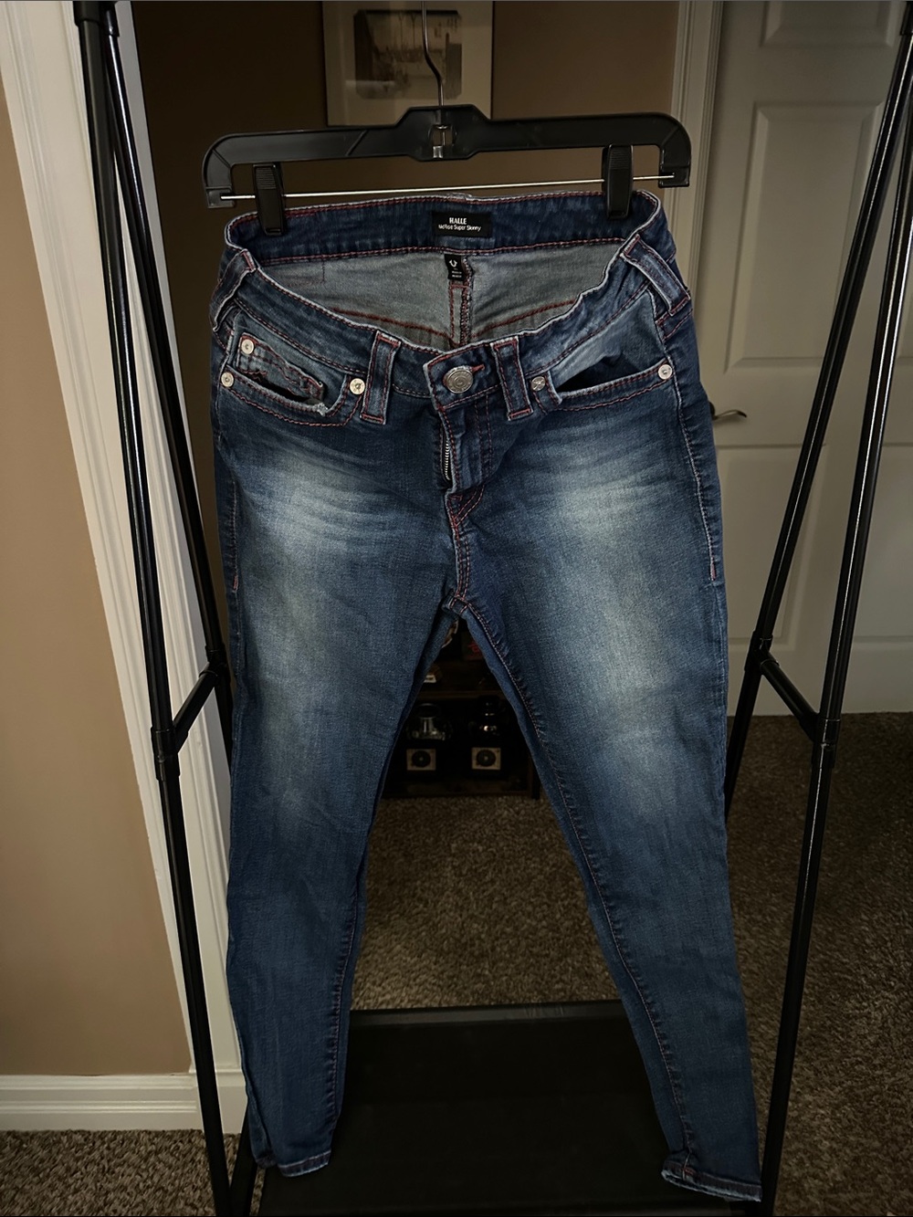True Religion Dark Blue Skinny Jeans with Fading